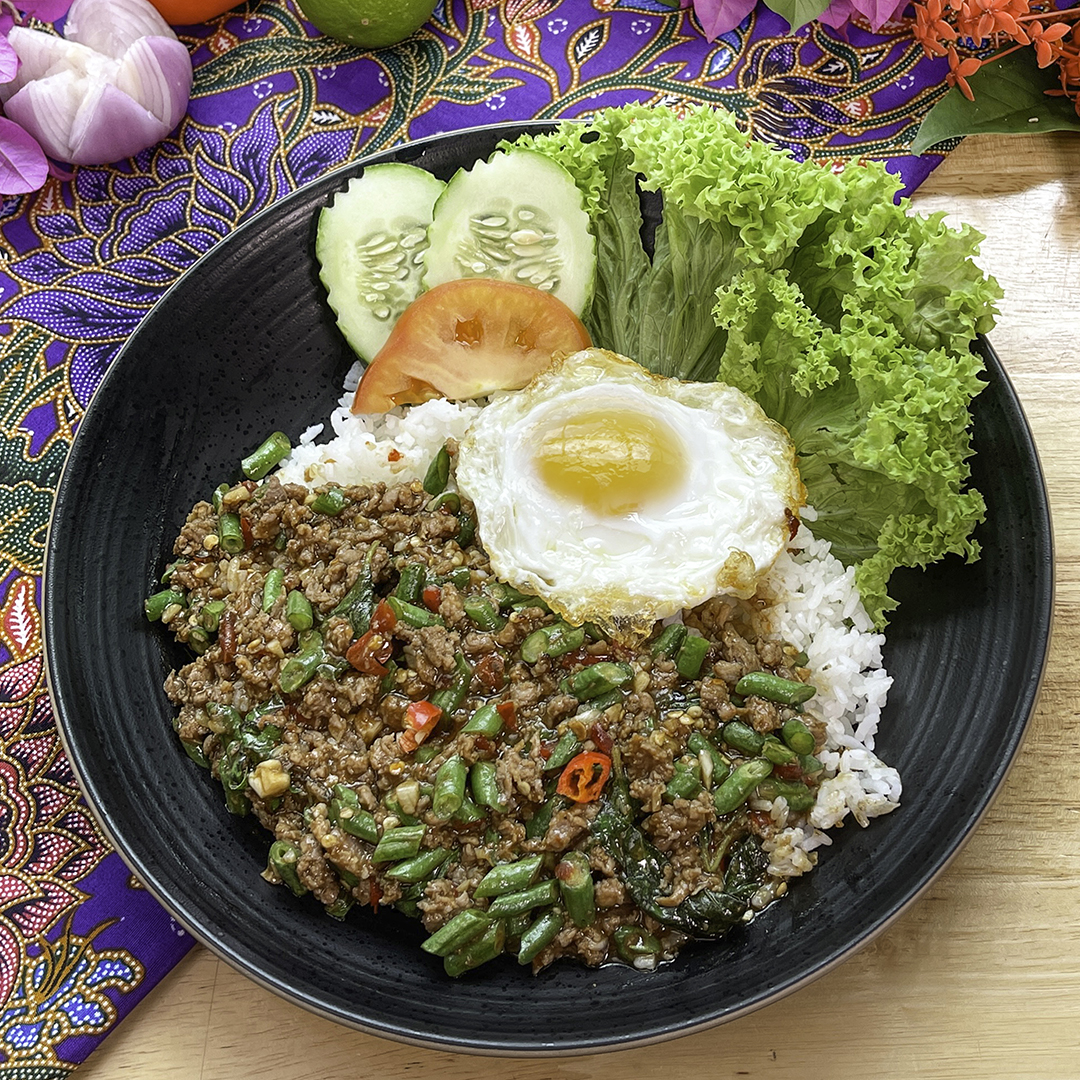 Pad Krapow Beef with Rice & Fried Egg image