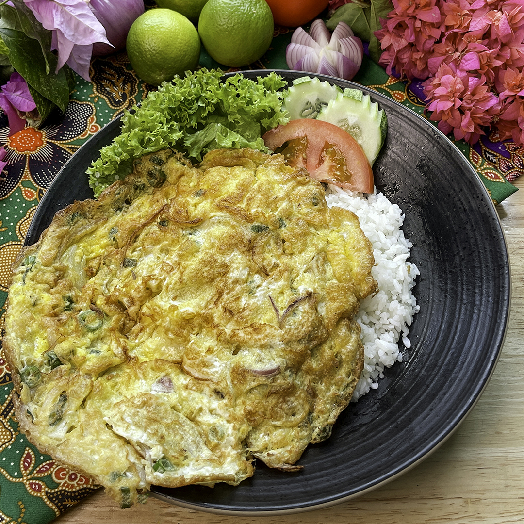 Fried Omelette Served with Rice image