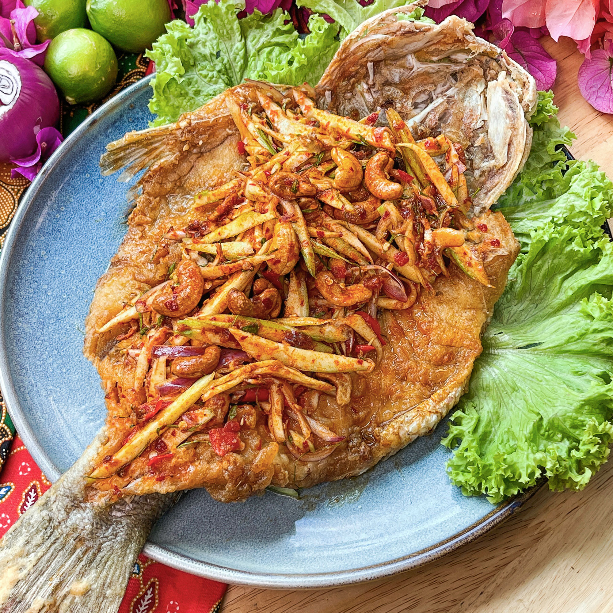 Deep Fried Fish with Thai Herb Salad (Sea bass) image