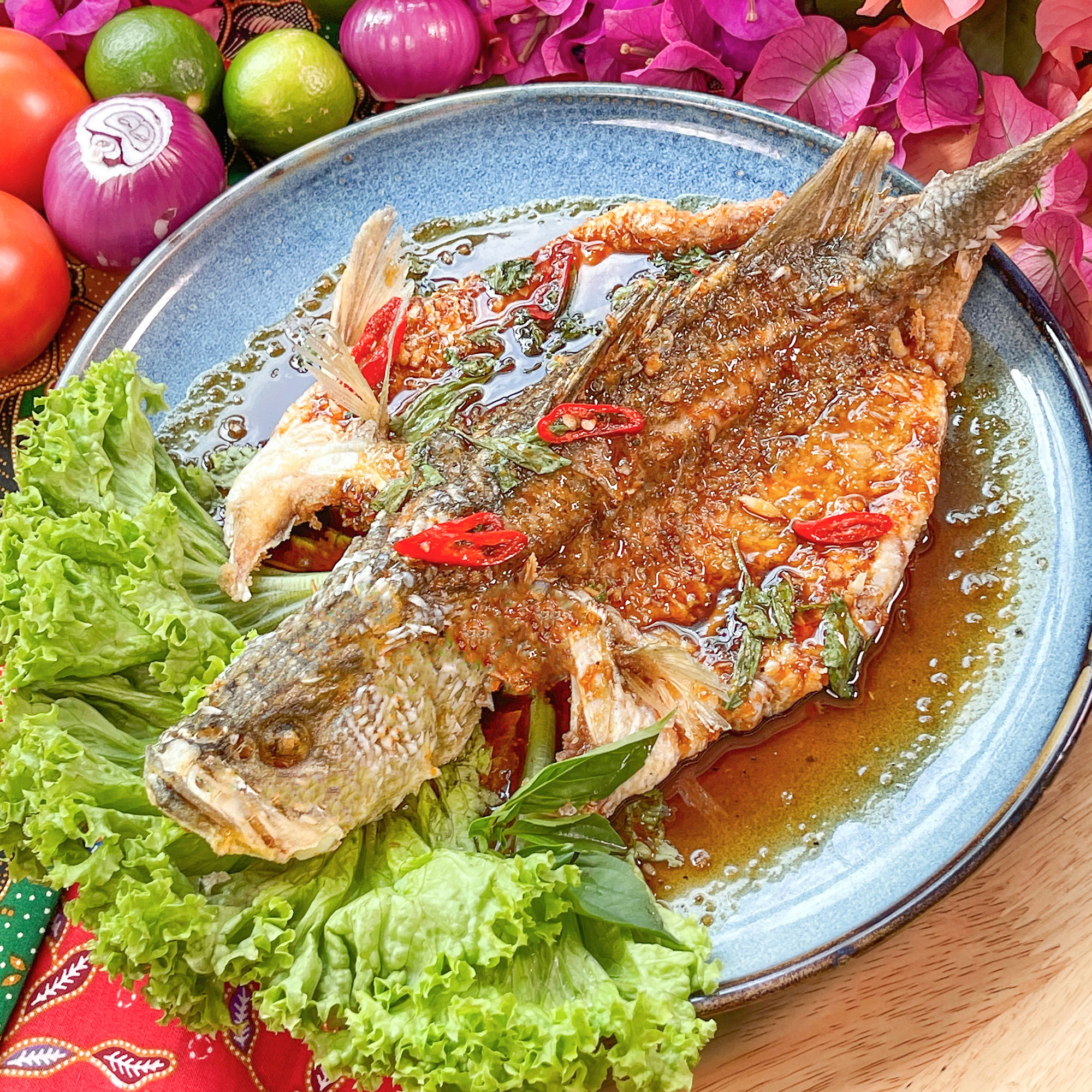 Deep Fried Fish With Tamarind Sauce (Sea bass) image