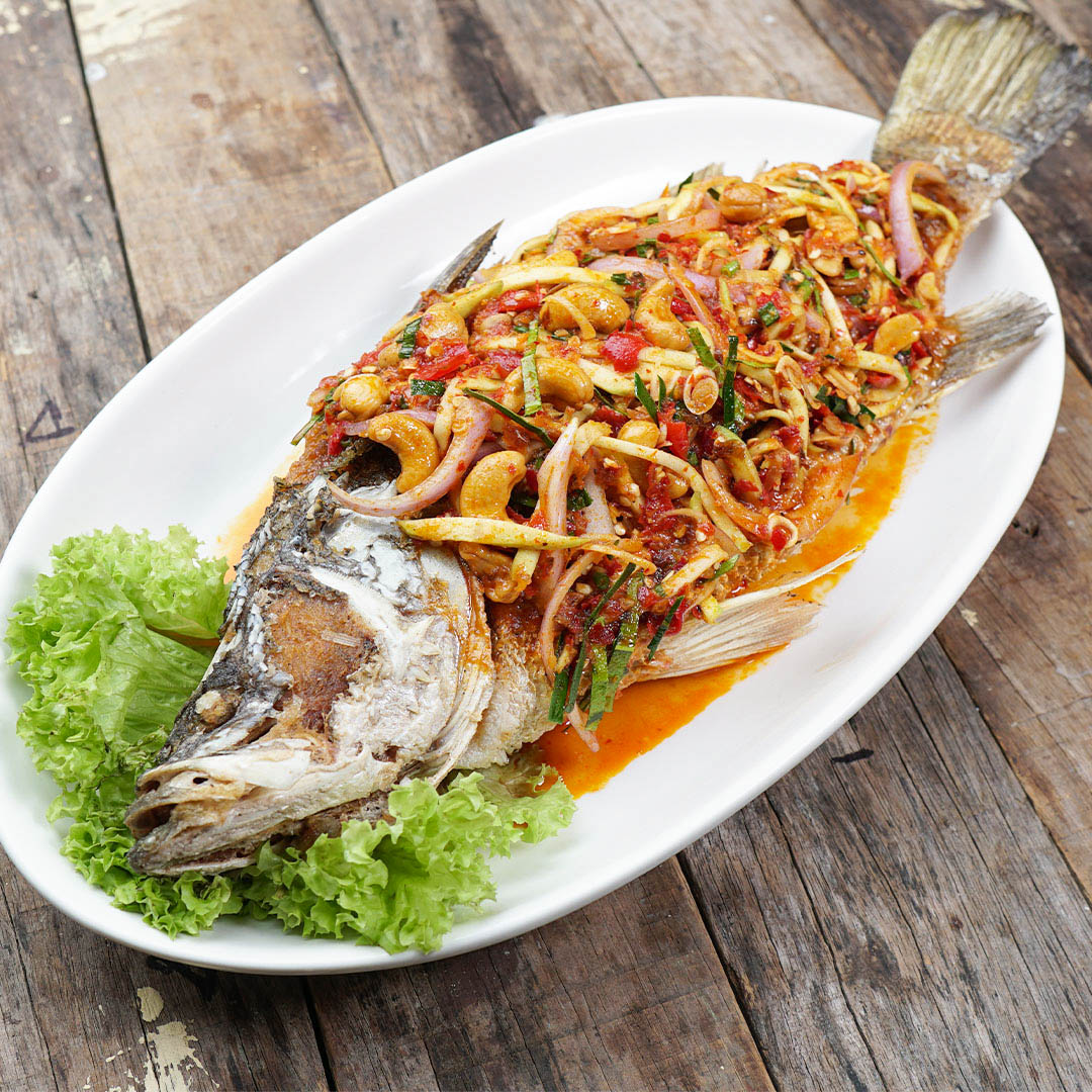 Deep Fried Seabass with Thai Herb Salad image