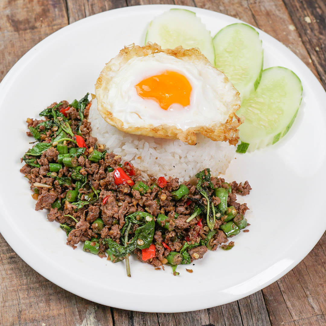 Pad Krapow Beef with Rice & Fried Egg image