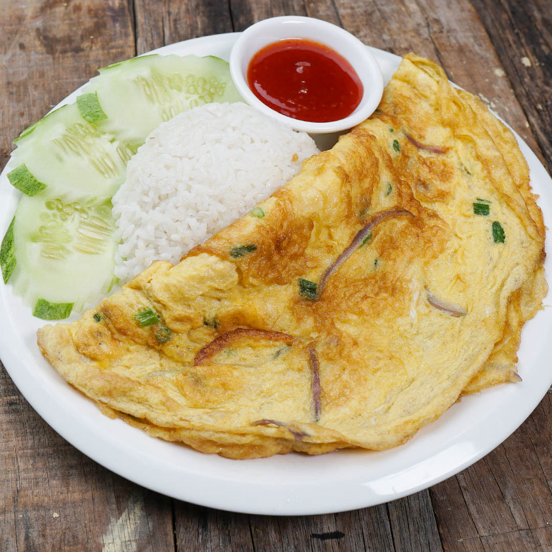 Fried Omelette served with Rice image